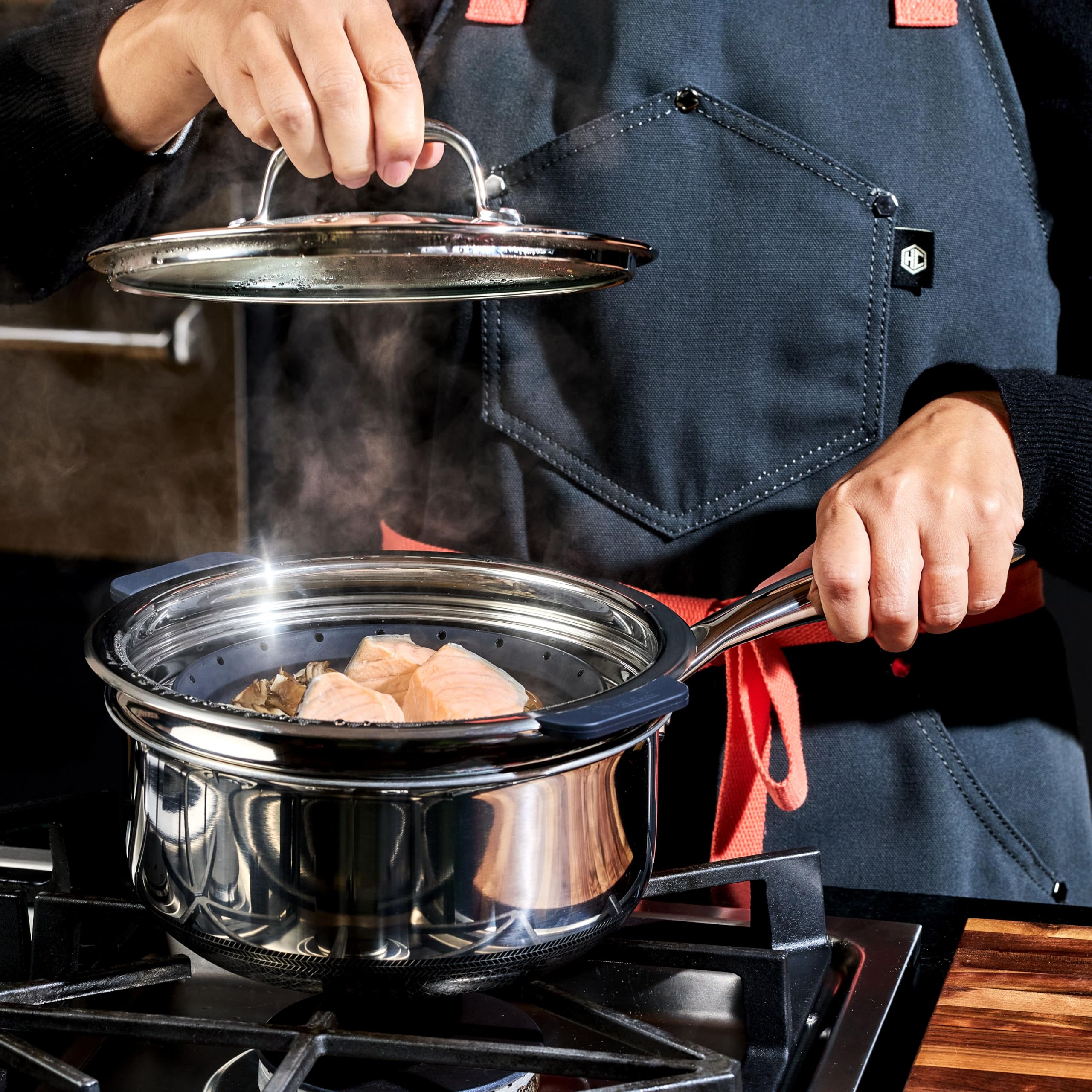 HexClad 2-Piece Steamer Basket Set, Heat-Safe to 230ºC, Dishwasher Safe